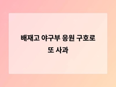 배재고 야구부 응원 구호로 또 사과