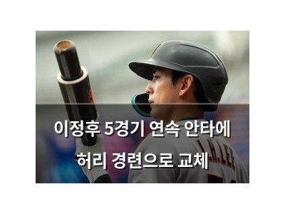 이정후 5경기 연속 안타에 허리 경련으로 교체