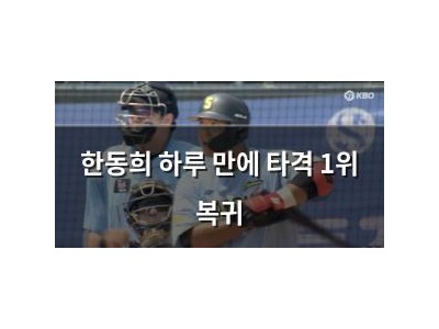 한동희 하루 만에 타격 1위 복귀