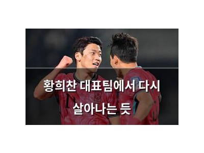 황희찬 대표팀에서 다시 살아나는 듯