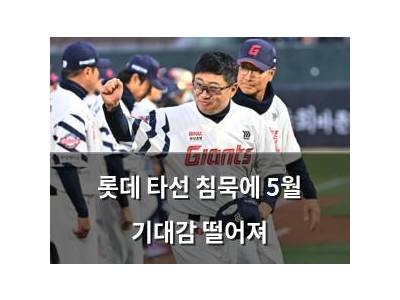 롯데 타선 침묵에 5월 기대감 떨어져